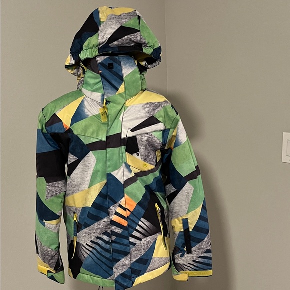 Quiksilver Kids Puffer Jacket - Green, Blue, Yellow, Black - Picture 1 of 6